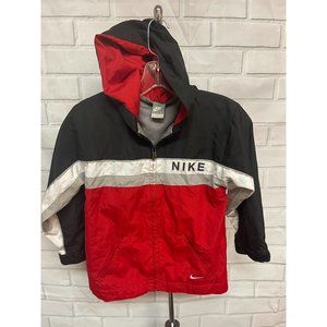 Nike Boys Jacket Full Zip Size 7 Red Black White Grey Long Sleeve  Logo